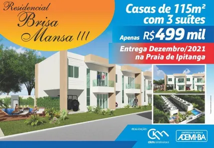 Casa de Condomínio com 3 Quartos à venda, 115m² no Recreio Ipitanga, Lauro de Freitas