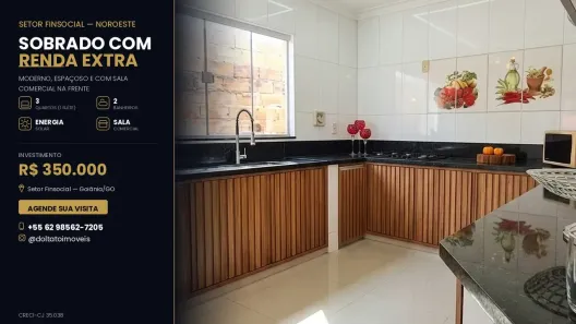 Sobrado com 3 Quartos à venda, 170m² no Vila Finsocial, Goiânia