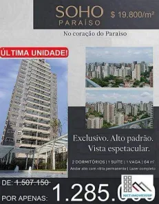 Apartamento com 2 Quartos à venda, 64m² no Paraíso, São Paulo