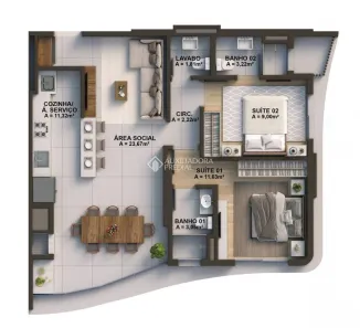 Apartamento com 2 Quartos à venda, 77m² no Jardim Dourado, Porto Belo