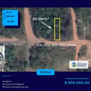 Lote/Terreno à venda, 432m² no Vila Aviação, Bauru