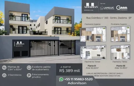 Sobrado com 2 Quartos à venda, 54m² no Centro, Diadema