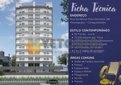 Apartamento com 2 Quartos à venda, 71m² no Balneário Gardem Mar, Caraguatatuba