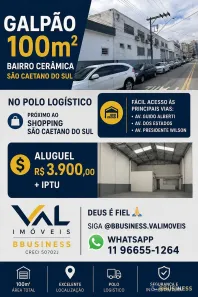 Galpão/Depósito/Armazém para alugar, 100m² no Santo Antônio, São Caetano do Sul