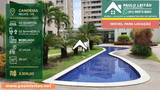 Apartamento com 3 Quartos para alugar, 75m² no Candeias, Jaboatão dos Guararapes