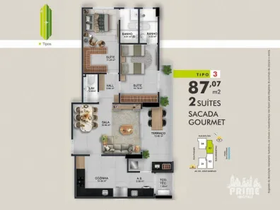 Apartamento com 2 Quartos à venda, 87m² no Guilhermina, Praia Grande