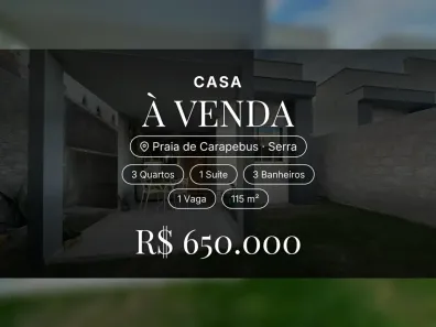 Casa com 3 Quartos à venda, 115m² no Praia de Carapebus, Serra