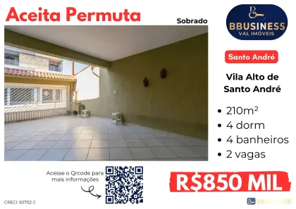 Sobrado com 4 Quartos à venda, 210m² no Jardim Santo Antônio, Santo André