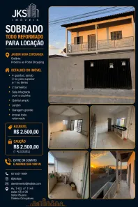 Sobrado com 4 Quartos para alugar, 130m² no Capuava, Goiânia
