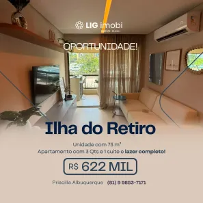 Apartamento com 3 Quartos à venda, 73m² no Ilha do Retiro, Recife