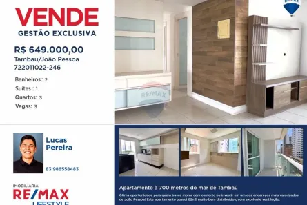 Apartamento com 3 Quartos à venda, 82m² no Tambaú, João Pessoa