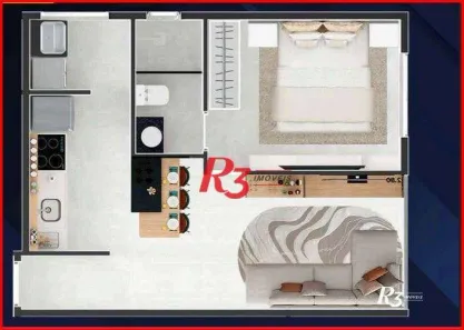 Apartamento com 1 Quarto à venda, 38m² no Aparecida, Santos