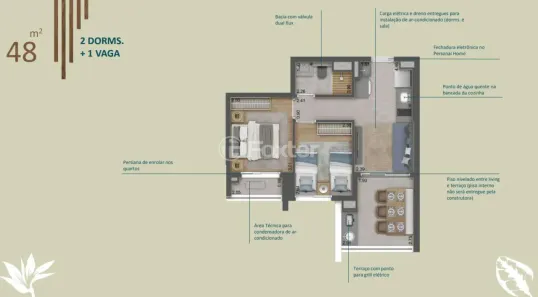 Apartamento com 2 Quartos à venda, 48m² no Tatuapé, São Paulo