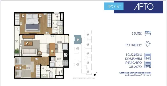 Apartamento com 2 Quartos à venda, 48m² no Centro, Juiz de Fora