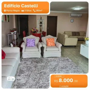 Apartamento com 3 Quartos para alugar, 180m² no Ponta Negra, Manaus