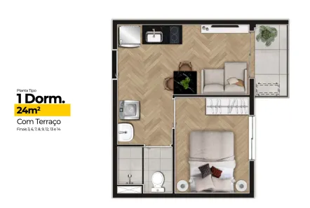 Apartamento com 1 Quarto à venda, 26m² no Pinheiros, São Paulo