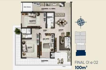 Apartamento com 3 Quartos à venda, 100m² no São Francisco, Ilhéus