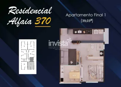 Apartamento com 1 Quarto à venda, 39m² no Aparecida, Santos