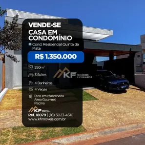 Casa de Condomínio com 3 Quartos à venda, 167m² no Quinta da Mata, Ribeirão Preto