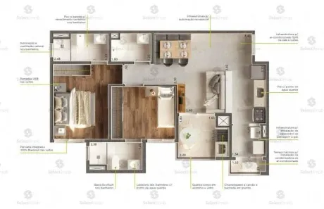 Apartamento com 2 Quartos à venda, 58m² no Vila Alzira, Santo André