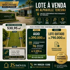 Lote/Terreno à venda, 531m² no Gurupi, Teresina