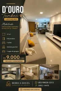 Apartamento com 3 Quartos para alugar, 117m² no Tambaú, João Pessoa
