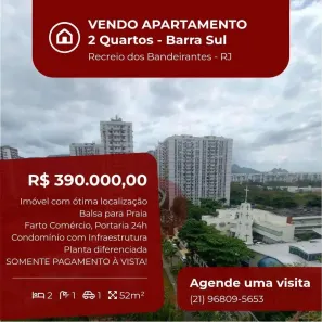 Apartamento com 2 Quartos à venda, 52m² no Barra da Tijuca, Rio de Janeiro