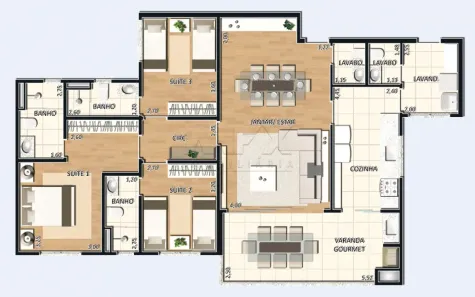 Apartamento com 3 Quartos à venda, 125m² no Vila Aviação, Bauru