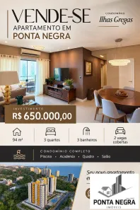 Apartamento com 3 Quartos à venda, 96m² no Ponta Negra, Manaus