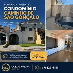 Casa de Condomínio com 3 Quartos à venda, 200m² no Coophema, Cuiabá