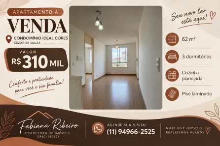 Apartamento com 3 Quartos à venda, 52m² no Cézar de Souza, Mogi das Cruzes
