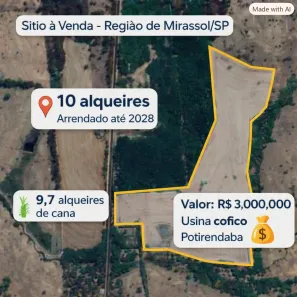 Fazenda/Sítio à venda, 242000m² no Área Rural de Mirassol, Mirassol