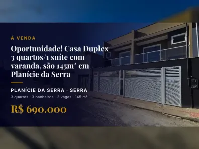 Casa com 3 Quartos à venda, 145m² no Planície da Serra, Serra