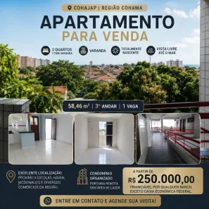 Apartamento com 2 Quartos à venda, 58m² no Cohama, São Luís