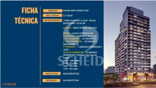 Flat com 1 Quarto à venda, 22m² no Santo Amaro, São Paulo