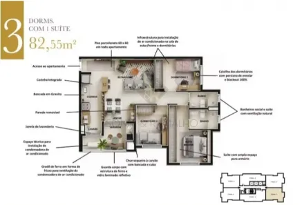 Apartamento com 3 Quartos à venda, 87m² no Alamedas do Botânico, Ribeirão Preto