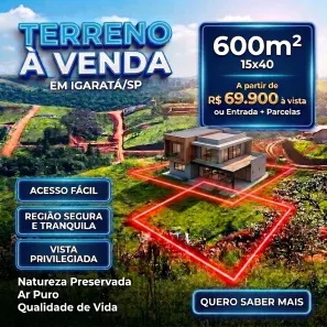 Lote/Terreno à venda, 600m² no Loteamento Recanto das Águas, Igaratá
