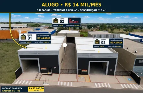 Galpão/Depósito/Armazém para alugar, 616m² no Distrito Industrial Doutor Carlos Arnaldo e Silva, São José do Rio Preto