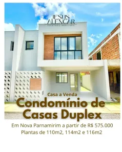 Casa de Condomínio com 3 Quartos à venda, 116m² no Nova Parnamirim, Parnamirim