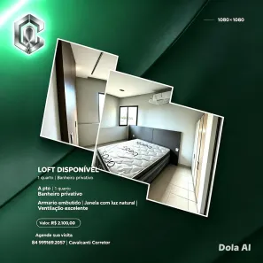 Apartamento com 1 Quarto para alugar, 20m² no Candelária, Natal