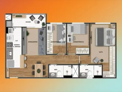 Apartamento com 2 Quartos à venda, 64m² no Igapó, Londrina