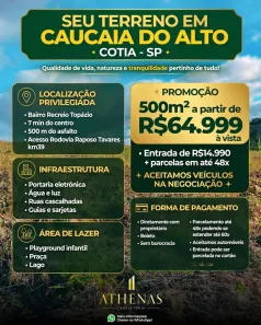 Lote/Terreno à venda, 500m² no Recreio Topázio (Caucaia do Alto), Cotia
