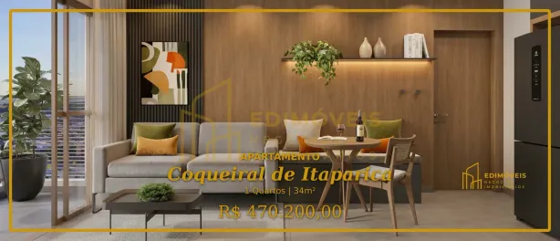 Apartamento com 1 Quarto à venda, 34m² no Coqueiral de Itaparica, Vila Velha