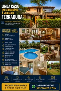 Casa de Condomínio com 3 Quartos à venda, 150m² no Loteamento Portal da Ferradura, Armação dos Búzios