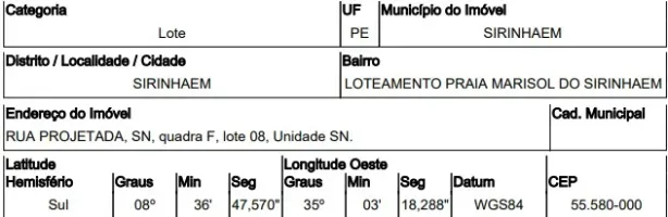 Lote/Terreno à venda, 396m² no , Sirinhaém