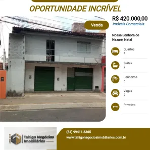 Prédio Comercial com 4 Quartos à venda, 165m² no Nossa Senhora de Nazaré, Natal