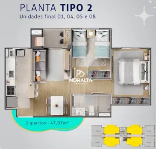 Apartamento com 2 Quartos à venda, 46m² no Cidade Industrial, Curitiba