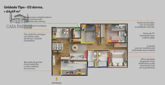 Apartamento com 3 Quartos à venda, 64m² no Bonfim, Campinas