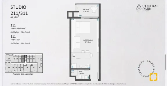 Apartamento com 1 Quarto à venda, 42m² no Jurerê Internacional, Florianópolis