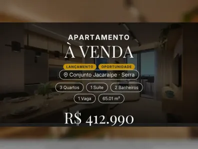 Apartamento com 3 Quartos à venda, 65m² no Conjunto Jacaraípe, Serra